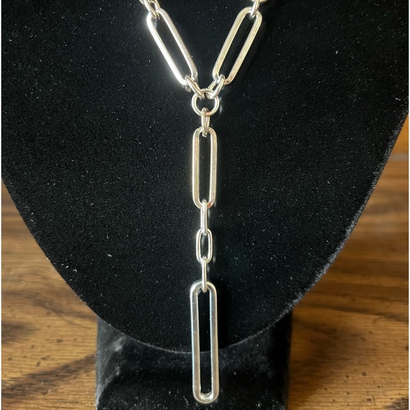 Nine West Paperclip Design Silvertone Necklace - 18” with 3” extender - Picture 2 of 5